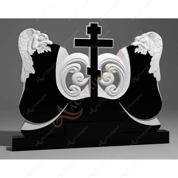 Православный Семейный Памятник на могилу Комплекс из трех стел (крест и два ангела ) Сем-032