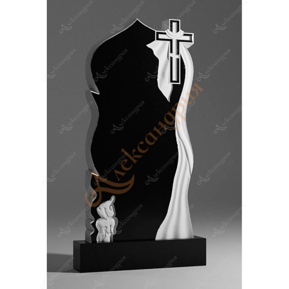Православный Памятник на могилу Крест, свеча, плащаница Кр-027