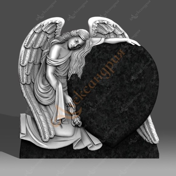 Православный Памятник фигурный  Ангел и сердце 2  Ан-050 в Уфе черный