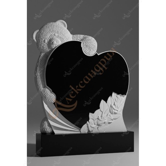 Памятник на могилу Мишка с сердцем и розами Миш-002 в Уфе